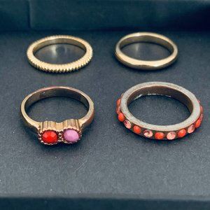 4 Gold & Coral Rings